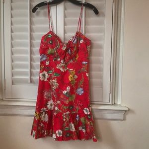 Parker floral print mini dress with flounce hem